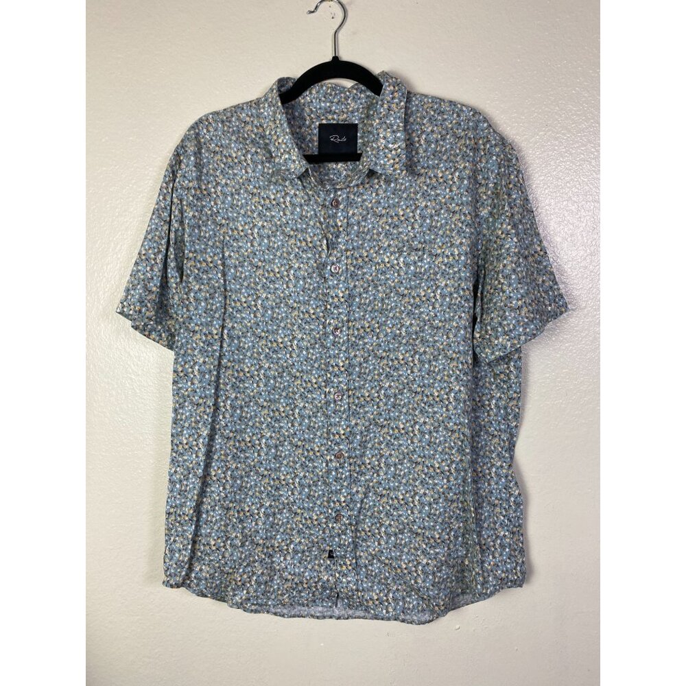 Rails Mens Carson Spring Blossom Teal Creamsicle Button Up Linen Shirt sz Large